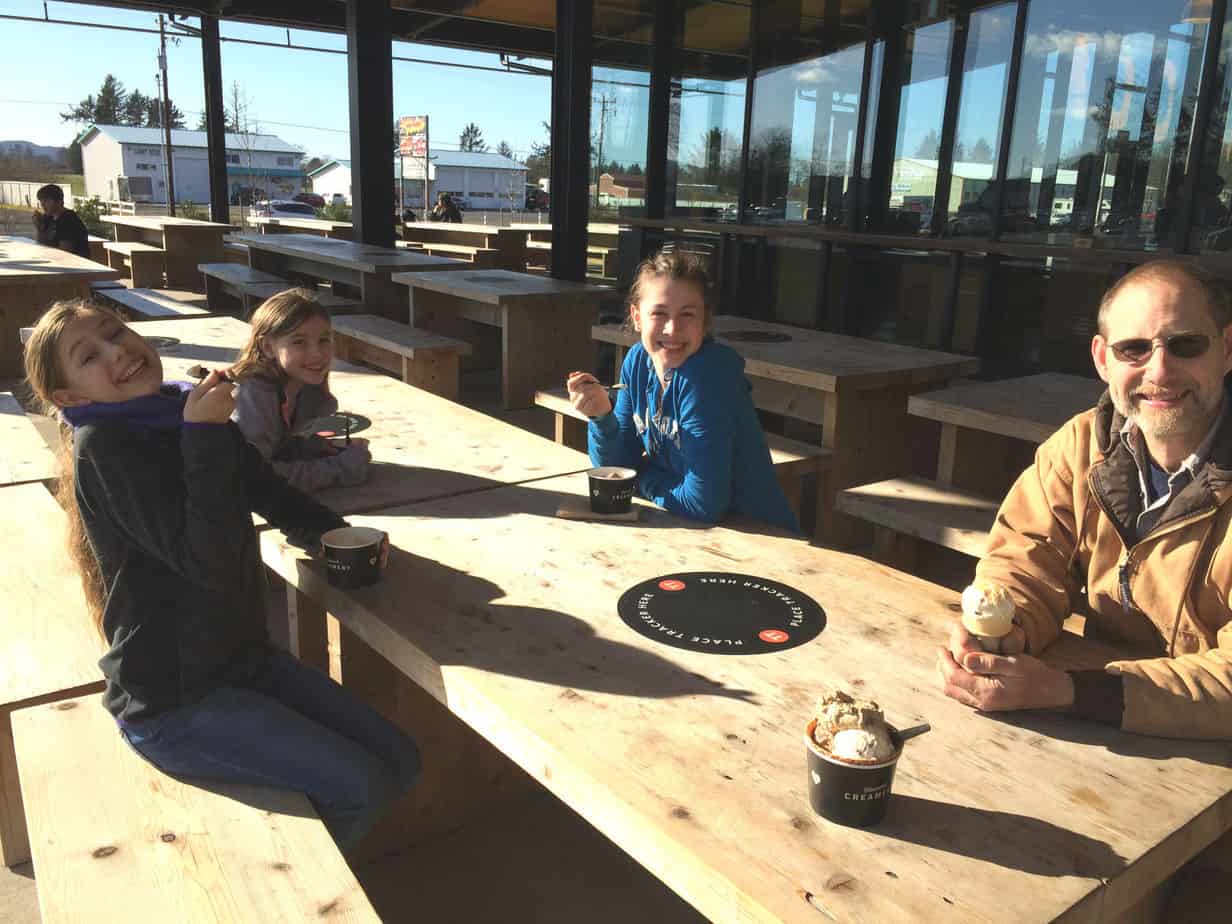 family adventures plinking tillamook ice cream