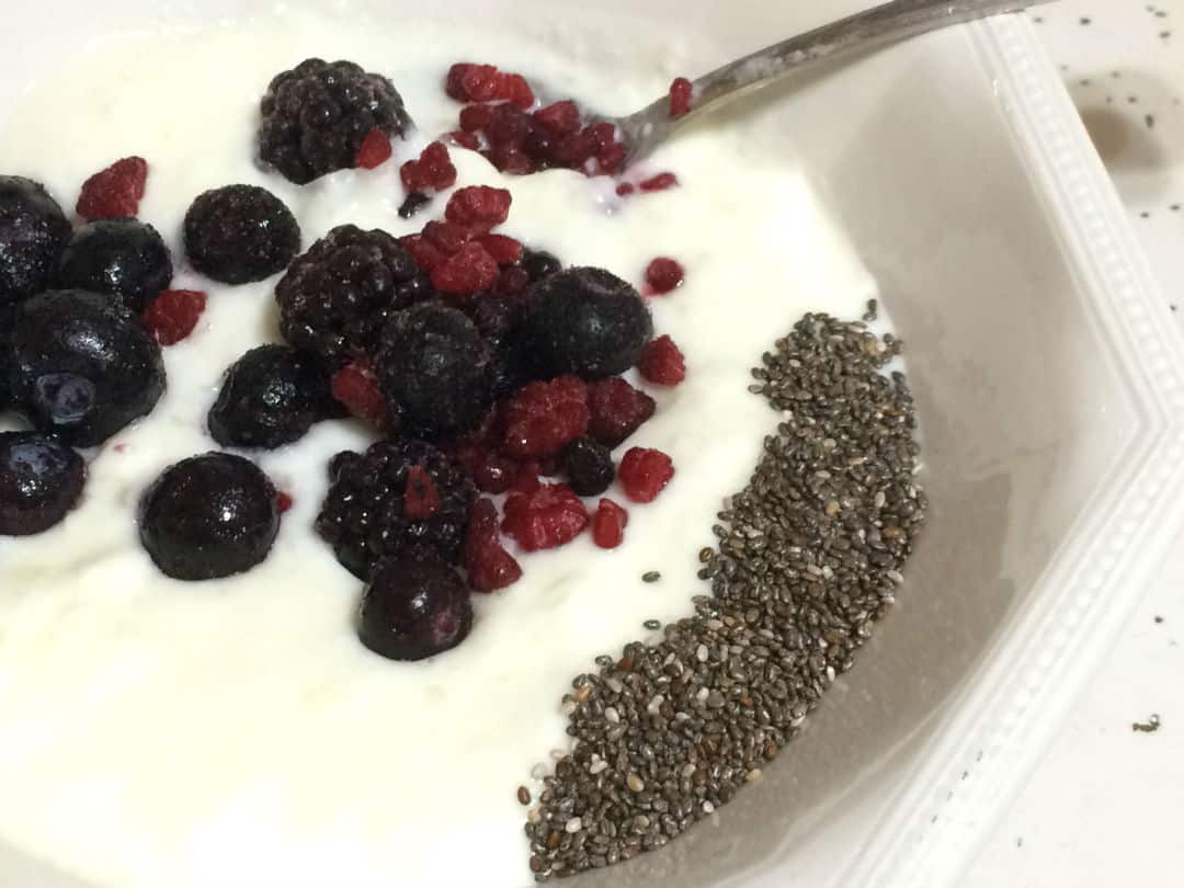 homemade thick yogurt berries chia seeds simple easy probiotics gut health cultured dairy