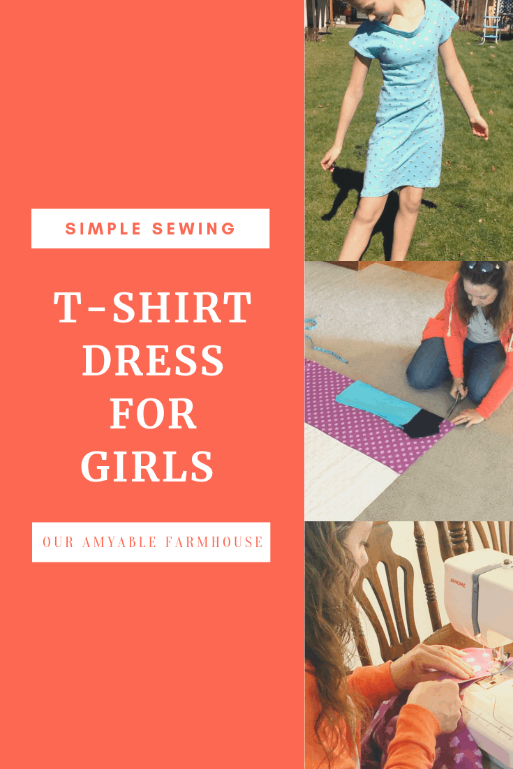simple sewing t-shirt dress for girls easy no pattern