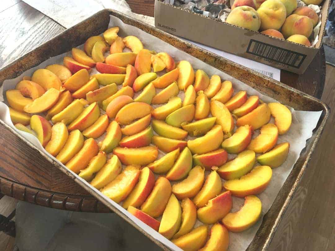 How to freeze peaches single layer with no browning
