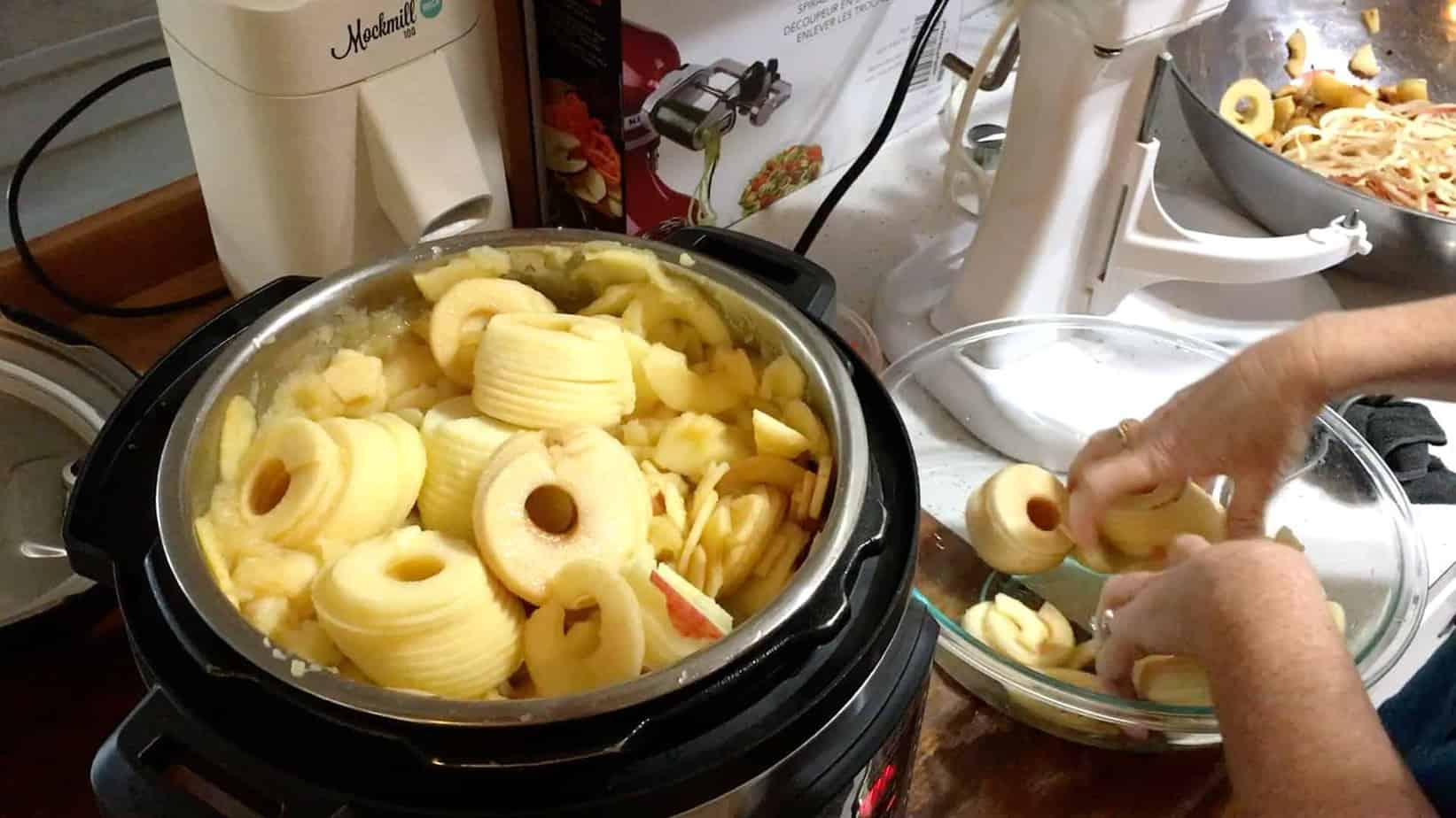 sliced apples using a Kitchen Aid attachment