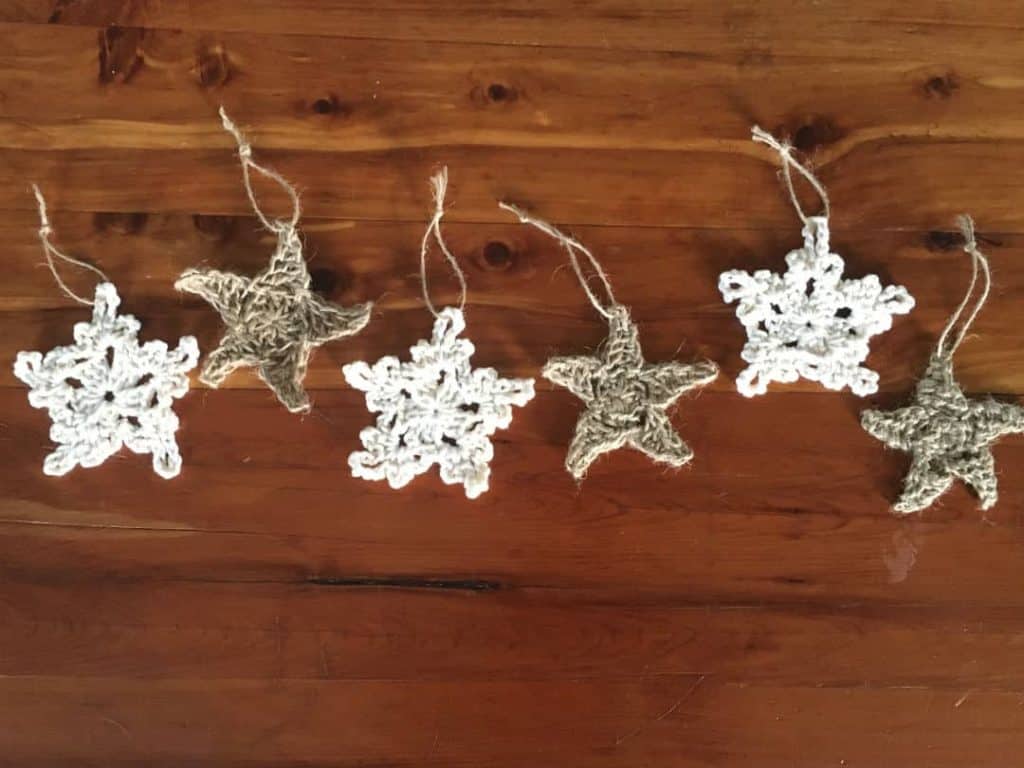 rustic crocheted ornaments handmade christmas farmhouse homestead style