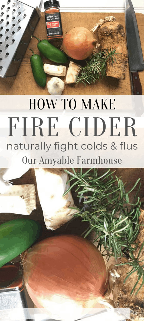 How to make fire cider naturally fight colds and flus. Our Amyable Farmhouse. Using herbs, bulbs, and roots create a powerhouse of antibiotic-like properties to heal what ails you.