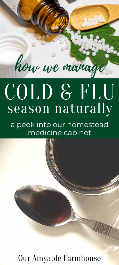 How we stay healthy during cold and flu season.  Our natural approach and peek into our homestead medicine cabinet. Our Amyable Farmhouse.