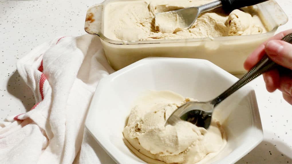 Scoopable homemade salted caramel ice cream with all-natural ingredients. Our Amyable Farmhouse.