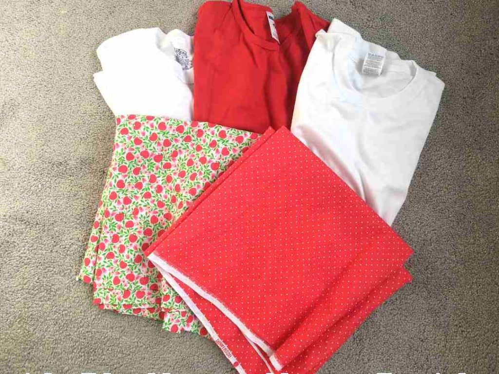 red and white tshirts with coordinating fabrics